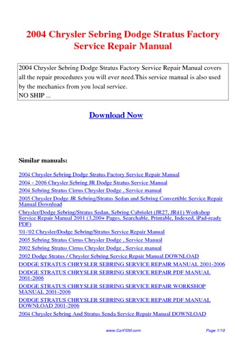2008 chrysler sebring owners manual